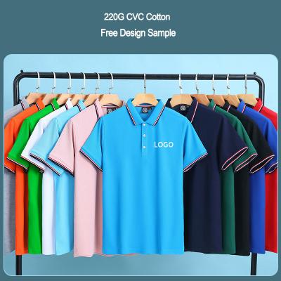 China Impresión de pantalla de seda Logotipo personalizado Color sólido Plano en blanco Prime CVC Camisas de polo de algodón en venta