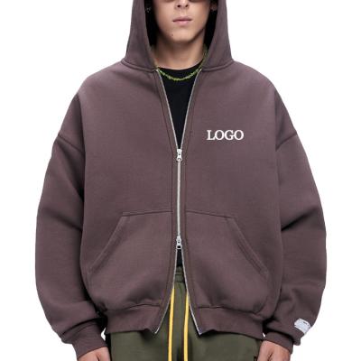 China Hooded Collar Printing Streetwear Bruin Zip Up Crop Top Hoodie met 500 Gsm Te koop