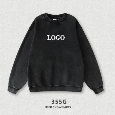 China Übergroße Crew Neck Sweatshirt Frauen Unisex einfache Stickerei Druck Säure Waschen Leer 100% Baumwolle zu verkaufen