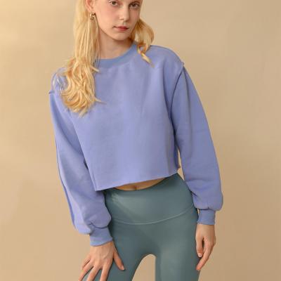 Китай На улице Сверхразмерная подрезанная толстовка с кружевой шеей Hoodie Crop Top Женская сырая рубашка продается