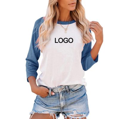 Cina 6xl 4x 3/4 giacca a manica con camicia a manica lunga Donna Polyester cotone Squadra collo bianco Raglan Baseball Jersey T-shirt in vendita