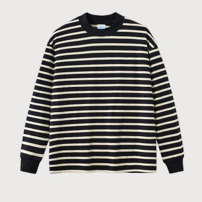 China Women'S Over Oversized Crewneck Sweatshirt Loose Basic Striped Tshirt 100% Cotton Men for sale