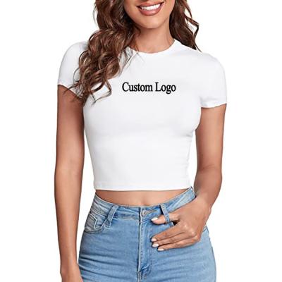 China Sostenible 2023 Camiseta de poliéster personalizada para mujeres Summer Baby Tee Y2k Crop Tops en venta