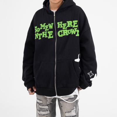 China Unisex personalizado Y2k Streetwear Zipup Hoodie con impresión 3D Puff y cierre de cierre completo en venta