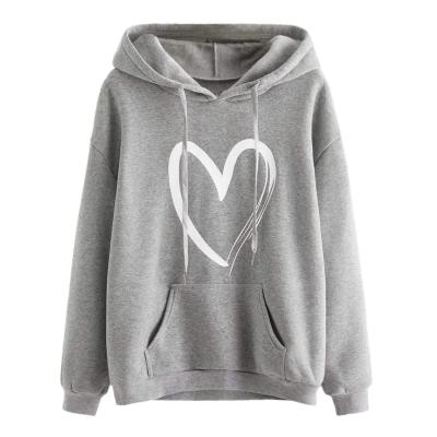 China Anpassung Stickerei Hoodie Fall Fashion Trend Frauen Casual Herz Druck Long Sleeve Pullover zu verkaufen