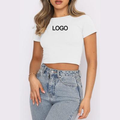 Китай 2023 Summer Baby Tee Y2k Crop Tops T-Shirt Сексуальная тонкая белая рубашка для женщин размеры M продается