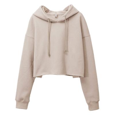 Cina Maglietta con cappuccio per donne maniche lunghe Fleece Crop Top Maglietta con cappuccio in vendita