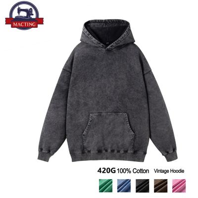 China Men'S Acid Wash Vintage Hoodie Regular Sleeve Hoodie Cotton Knitted Fabric for sale