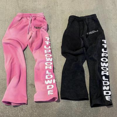 Китай На заказ Flare Sweat Pants Расслабленные брюки Солнце выцветло Пуф печать Bootcut Кислотная стирка Flared Sweat Pants продается