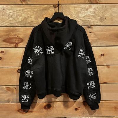 China Custom Full Multi Pockets Zip Up Oversized Cropped Hoodie Mensen Unisex Borduurwerk Print Heavyweight Hoodies Te koop