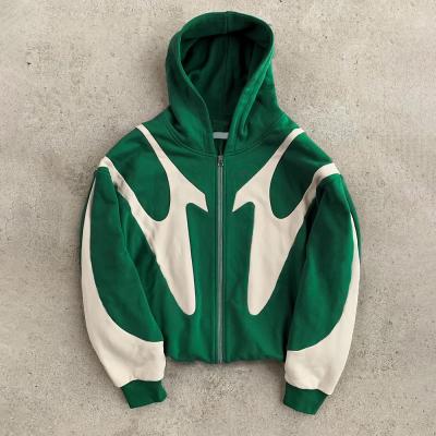 China Custom 100% de algodón francés Terry Pesos pesados 500gm de gran tamaño Zip Up Vintage Hoodie Hombres con capucha en venta