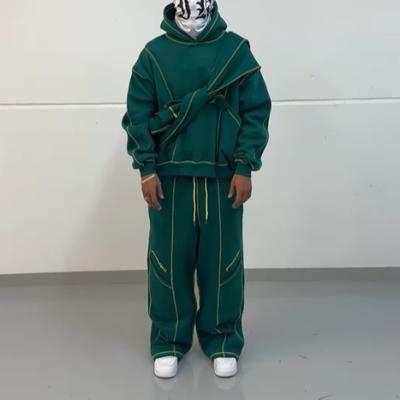 중국 Custom Baggy Jogger Tracksuit for Men Dtg Print Piping Sweat Suit Letter Printed Hoodie Sweatpants Two-Piece Set 판매용