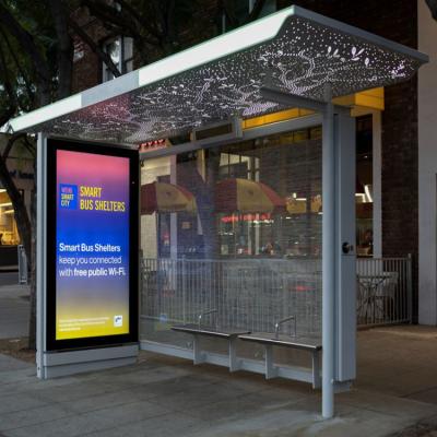 China Outdoor Smart City Furniture Singapore City Stainless Steel Booth With LED Screen Digital Advertising for sale