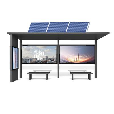 China Outdoor Solar Powered City Furniture Metal Vanity Shelter Station With Light Box for sale