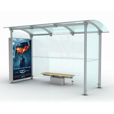 China Outdoor City Furniture Outdoor Advertising Stainless Steel Vanity Shelter Station With Light Box for sale