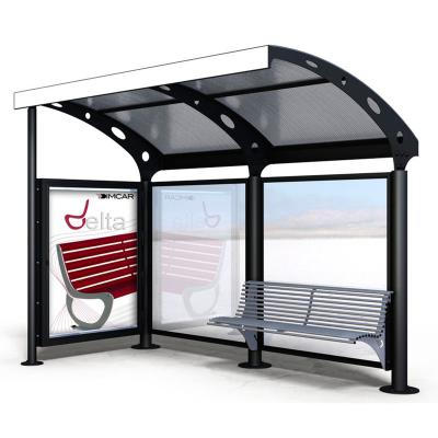 China City Outdoor Furniture Single Style Metal Frame Bus Stop Shelter For Sale for sale