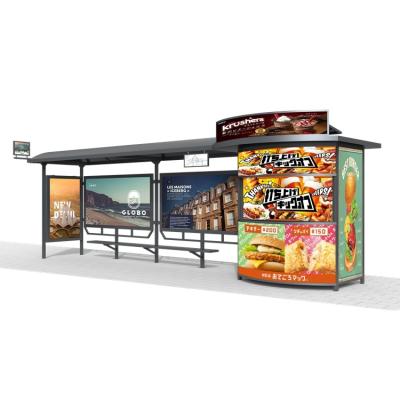 China City outdoor furniture India Modern Advertising Display Bus Stop Shelter With Kiosk Manufacturers for sale