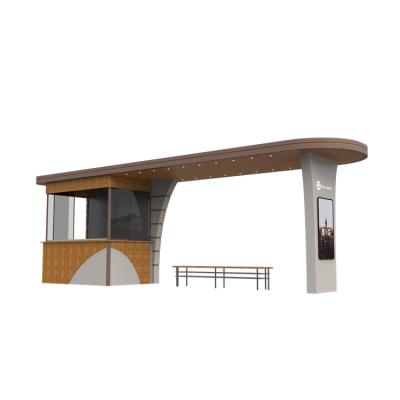 China Modern Outdoor City Street Furniture Metal Bus Stop Shelter With Store for sale