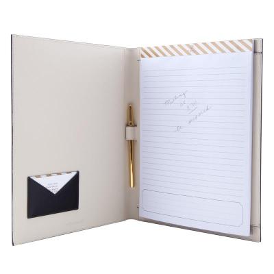 China Business Fashion PU Faux Leather A4 Conference Records Writing Memo Pad Folder for sale