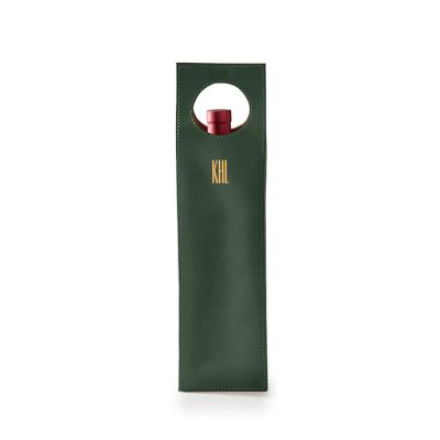 China Simple Faux Leather Wine Bottle Storage Tote Bag With Handles Reusable Wine Carriers Bag for sale