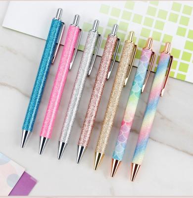 China Free Shipping Retractable Rose Gold Ballpoint Metal Retractable Glitter Parks For Women With Black Ink Office Supplies Gifts For Christmas for sale