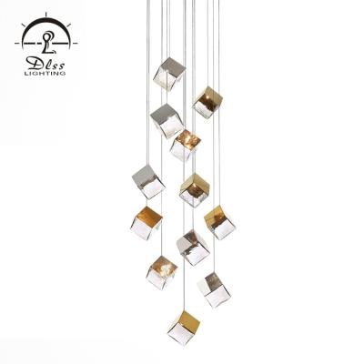 China Modern Luxury Hotel Living Room Quality Raw Material DLSSLIGHTING Style Lamp Iron Glass LED Chandelier Pendant Light for sale