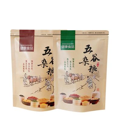 China Recyclable Kraft Craft Paper Stand Up Pouches Food Packaging Zipper Bags With Window for sale