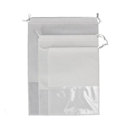 China Recyclable Non Woven Drawstring Sports Shoe Bag Dust Proof Cheap Storage Bag With Window for sale