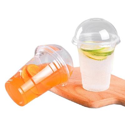 China Custom Logo 14oz 16oz Single Wall Plastic PET Clear Juice Cup With Lids for sale