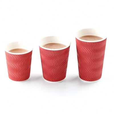 China Disposable /Recyclable/Bio-degradable Custom Printed Hot Double Pack Wall Coffee Cup Kraft Paper Drinking Cups With Lids For Milk Tea for sale