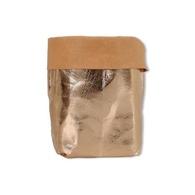 China Kraft Paper Flower Pot Packaging Bag Folding Bulk Decorative Home Storage Bag for sale