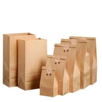 China Recyclable Square Bottom Kraft Paper Lunch Barrel Bag Bread Bags For Sandwich Cookie Burger for sale