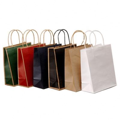 China Custom Printed Durable Bottom Take Out Paper Bag Recyclable And Eco - Friendly Kraft Paper Bag Craft Shopping Bag for sale