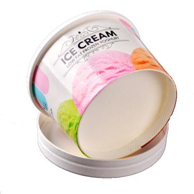 China Wholesale Disposable Freezer Container Paper Cups Barrel Ice Cream Tub With Flat Lid for sale