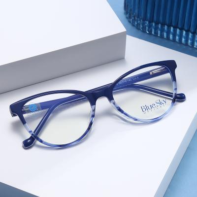 China Blue Light Blocking Optical Cat Eye Acetate Frames Computer Eye Glasses Anti Stylish Adult Women Acetate Optical Frames for sale