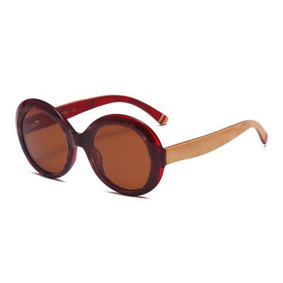 China Fashion Sunglasses 2020 Fashion Customizable OEM Round Thick Temple Polarized Wooden Sunglasses for sale