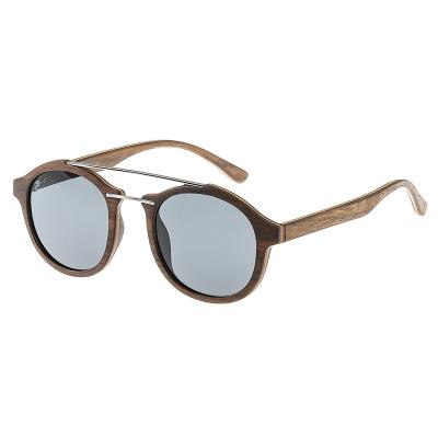 China Fashion Round Sunglasses Custom Round Unisex Glasses Big Frame Wooden Polarized Sunglasses for sale