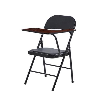 China Modern Comfortable Folding Student Staff Office Chair Training Folding Chair Folding PU Leather Instruction Chairs With Listing Table for sale