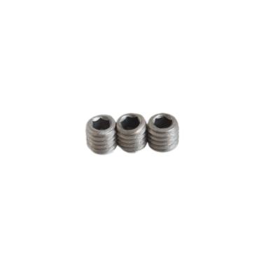 China Rust Resistant DIN916 1/4x3/8 Worm Hex Socket Worm Set Screws With Cup Point Gr1 Gr2 Titanium Screws for sale