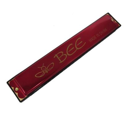 China Brand Bee DF24-1 24 hole child mouth harmonica plastic organ brass reedplate aluminum cover toy harmonica for sale