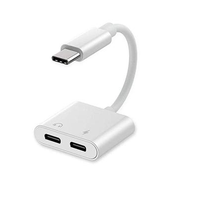 China Mini Portable Adapter Dual Type-C Two-in-One Audio Adapter for K-Song Charging Huawei/Xiaomi Plug and Play for sale