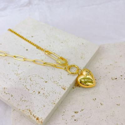 China Europe and America design fashion luxury heart shaped pendant new trend jewelry custom jewelry ab pin shape pin indelible gold plated. for sale