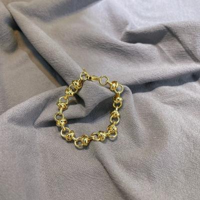 China European style punk new and American factory direct exaggerated chain handmade geometric circle gold plated bracelet for sale