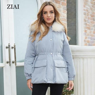 China Whosale Winter Coat Waterproof Women Fashion Hooded Stripper Jacket Woman Coat Jacket Warm Button Windproof Coat for sale