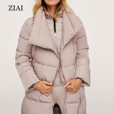 China Wholesale New Winter Long Zipper High Sleeve Design Padded Casual Padded Jacket Windproof for sale