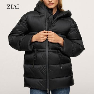 China Wholesale Winter Jacket Fashion Windproof Padded Adjustable Waist Quilted Thickening Hooded Padded Jacket New for sale