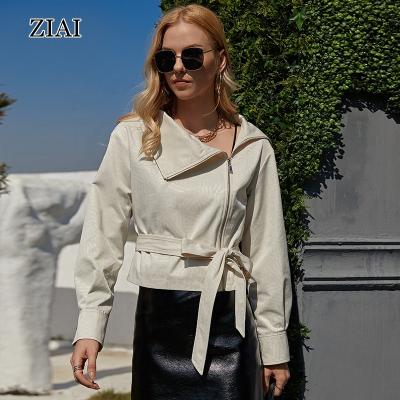 China Wholesale Loose QUICK DRY Temperament News Lapel News Ditch Short Anorak Coat Women With Belt for sale