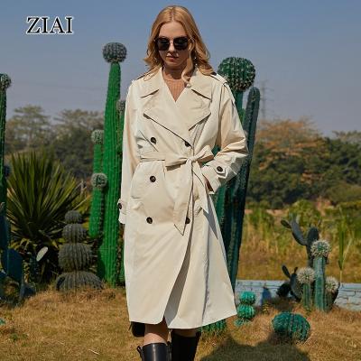 China New Spring Shark Skin Anorak Long Fashion Breathable Metal Luster Washable Washable Windproof Trench Coat for sale