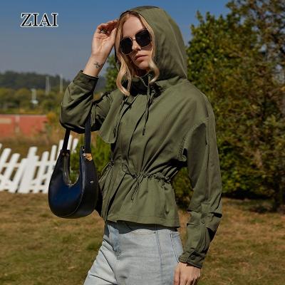 China QUICK DRY Customized Spring Anorak Ditch Coat Short Hooded Female Jacket for sale