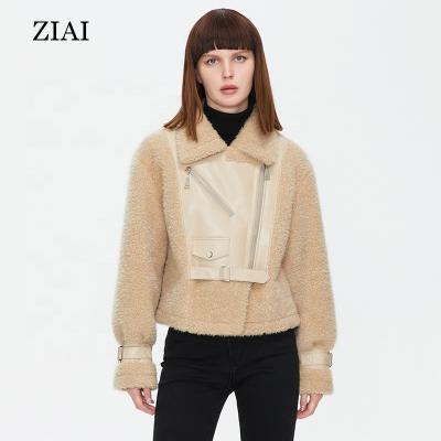 China Whosale Real Winter Fur Fleece Fuzzy Faux Warm Lapel Shearling Jacket Short Teddy Coat Windproof With Pocket for sale